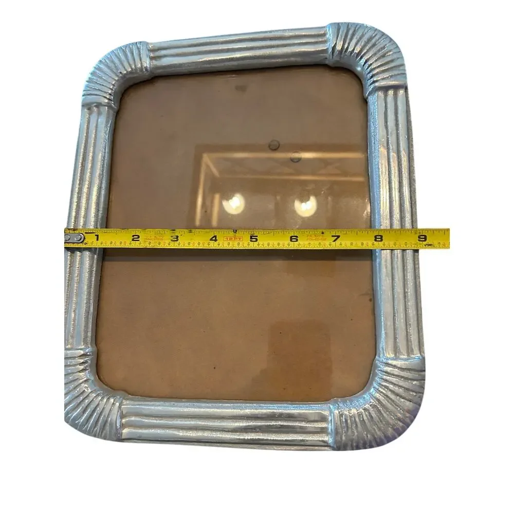 Vintage Ann Kary Mexican Pewter Picture Frame - Art Deco Ridged Design